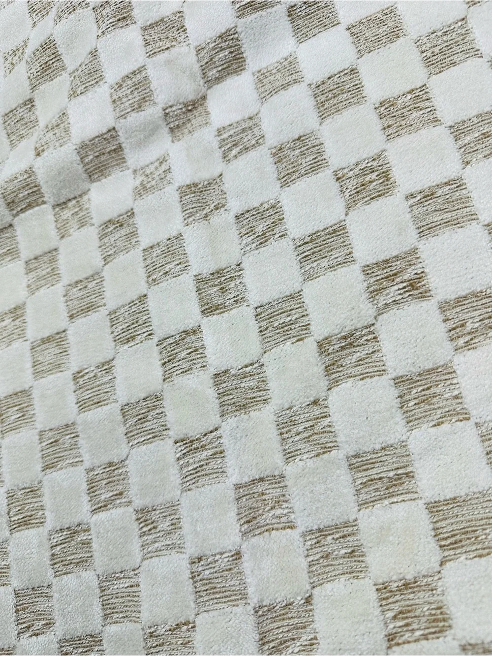 Anthropologie Carmine Woven Checkered Curtain Panel Neutral 50x63 inches